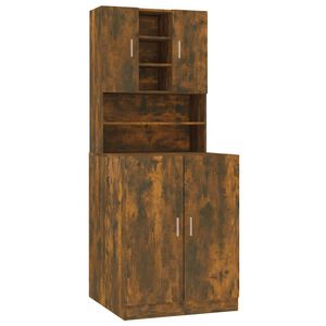 vidaXL Armoire de machine &agrave; laver Ch&ecirc;ne fum&eacute; Bois d&rsquo;ing&eacute;nierie