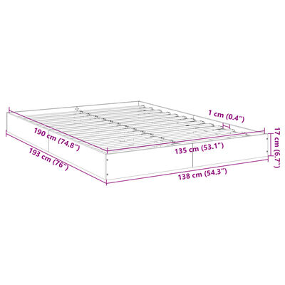 vidaXL Cadre de lit sans matelas noir 135x190 cm bois d'ingénierie