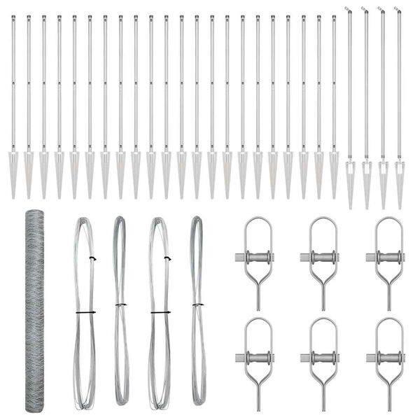 vidaXL Poteau de clôture. Argenté 50 x 1,5 m (maille 50 mm) Acier