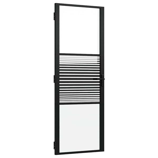 vidaXL Porte intérieure Noir 76 x 201.5 cm Verre trempé et Aluminium