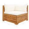 vidaXL Salon de jardin 5 pcs avec coussins Acacia solide Blanc cr&egrave;me