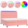 vidaXL Sommier &agrave; lattes de lit matelas et LED Rose 200x200 cm Velours