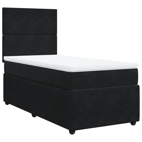 vidaXL Sommier &agrave; lattes de lit avec matelas Noir 100x200 cm Velours