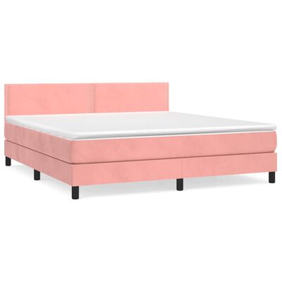 vidaXL Sommier à lattes de lit avec matelas Rose 180x200 cm Velours