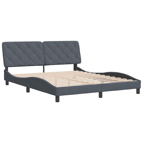 vidaXL Cadre de lit sans matelas gris fonc&eacute; 160x200 cm velours
