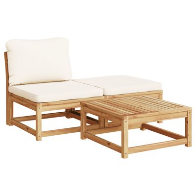 vidaXL Salon de jardin 3 pcs avec coussins bois massif d'acacia