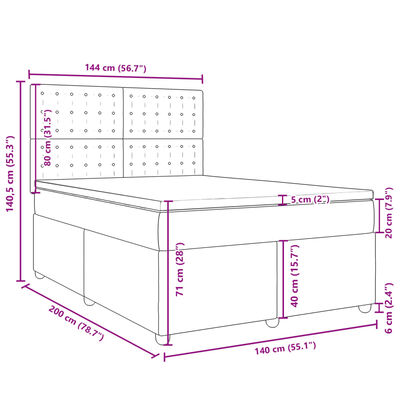 vidaXL Sommier à lattes de lit avec matelas Noir 140x200 cm Tissu