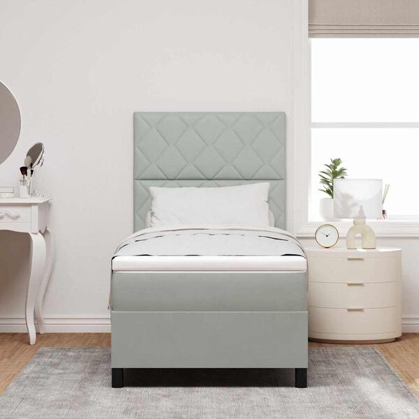 vidaXL Lit &agrave; ressorts avec matelas Gris clair 90 x 200 cm Velours