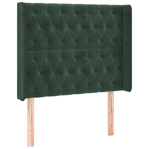 vidaXL T&ecirc;te de lit &agrave; LED Vert fonc&eacute; 93x16x118/128 cm Velours