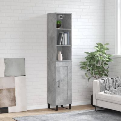 vidaXL Buffet haut Gris béton 34,5x34x180 cm Bois d'ingénierie