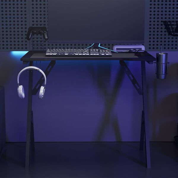 vidaXL Bureau de jeu avec pieds en forme de Y Noir 90x60x75 cm