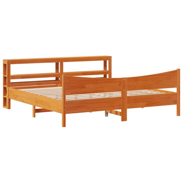 vidaXL Cadre de lit et t&ecirc;te de lit cire marron 200x200 cm bois de pin
