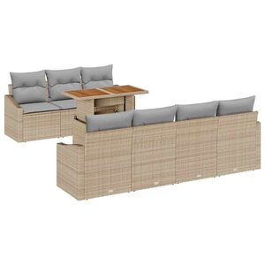 vidaXL Ensemble de canap&eacute; de jardin 8 pc Beige Poly rotin