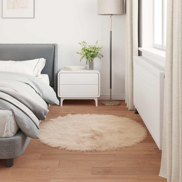 vidaXL Tapis en fausse Tafalla Beige &Oslash; 100 cm Polyester