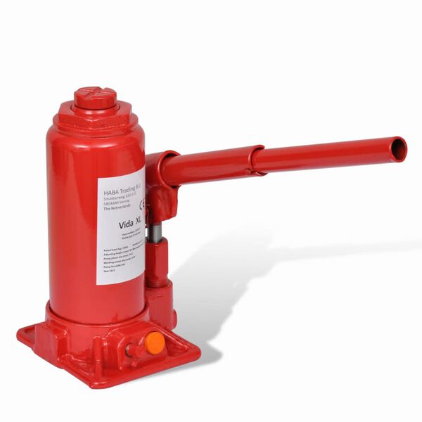 vidaXL Cric hydraulique &agrave; bouteille 5 tonnes rouge pour voiture