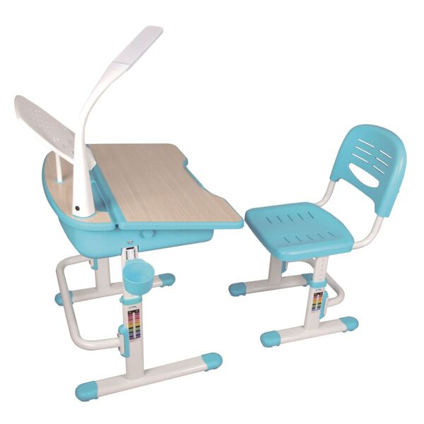 Vipack Bureau r&eacute;glable enfant avec chaise Bleu clair et blanc
