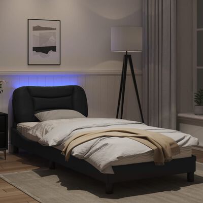 vidaXL Cadre de lit avec lumières LED noir 80x200 cm similicuir