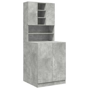 vidaXL Armoires pour machine &agrave; laver 2pcs gris b&eacute;ton bois ing&eacute;nierie