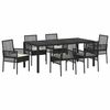 vidaXL Ensemble de salle &agrave; manger pour jardin 7 pcs Noir polyrotin