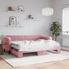 vidaXL Lit de jour avec lit gigogne et matelas rose 80x200 cm velours