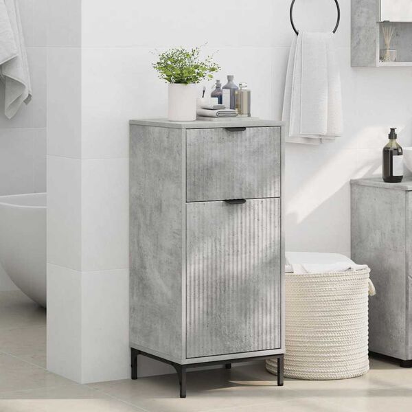 vidaXL Cabinet de salle de bain Gris b&eacute;ton 39,5 x 36 x 88 cm
