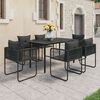vidaXL Ensemble &agrave; manger de jardin 7 pcs PVC r&eacute;sine tress&eacute;e noir