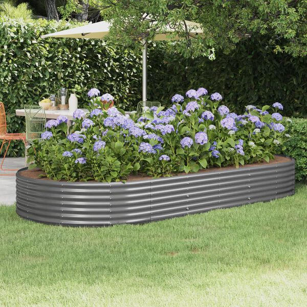 vidaXL Lit surélevé de jardin Acier galvanisé 296x140x36cm gris