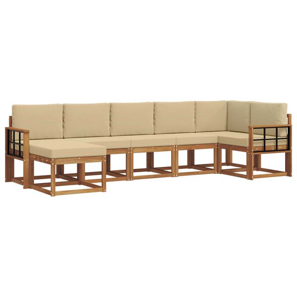 vidaXL Ensemble de canap&eacute;s d'ext&eacute;rieur 7 pcs Naturel et Beige
