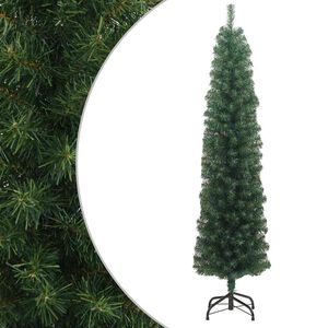 vidaXL Sapin de No&euml;l artificiel mince avec support vert 210 cm PVC