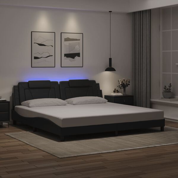 vidaXL Cadre de lit Viana avec LED sans matelas noir 200x200 cm