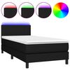 vidaXL Sommier &agrave; lattes de lit avec matelas et LED Noir 80x200cm Tissu