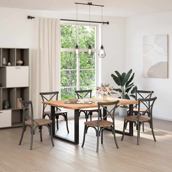vidaXL Pieds de table &agrave; manger en U 2 pi&egrave;ces Noir 100 x (72-73) cm Acier