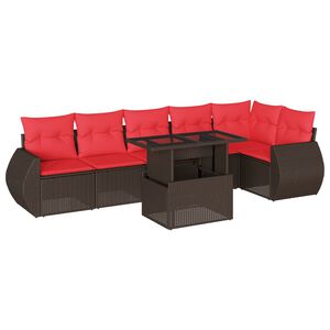 vidaXL Ensemble de canap&eacute; de jardin 7 pcs avec coussins marron