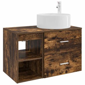 vidaXL Ensemble de mobilier de salle de bain 2 pcs Ch&ecirc;ne fum&eacute;