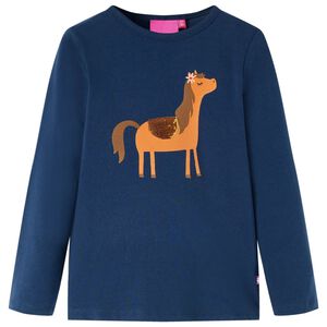 vidaXL T-shirt enfants &agrave; manches longues bleu marine 104