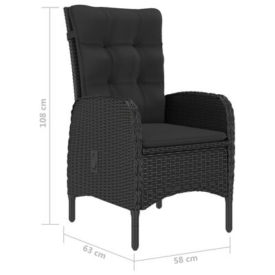 vidaXL Ensemble de salle à manger de jardin 3 pcs Noir