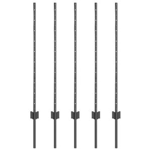 vidaXL Poteau de cl&ocirc;ture ench&acirc;ss&eacute; 5 pi&egrave;ces Gris 140 cm