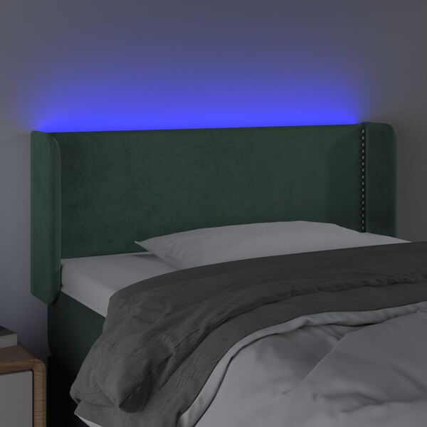 vidaXL T&ecirc;te de lit &agrave; LED Vert fonc&eacute; 103x16x78/88 cm Velours