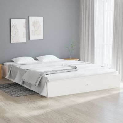 vidaXL Cadre de lit blanc bois massif 140x200 cm