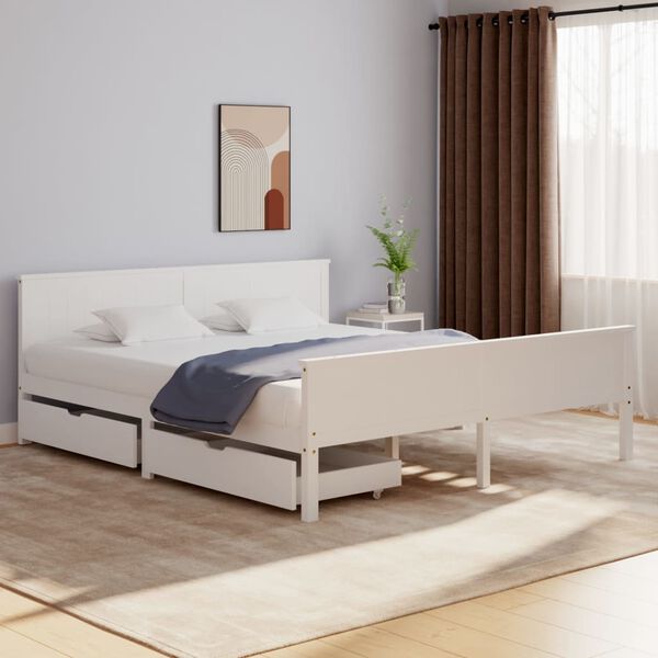 vidaXL Cadre de lit sans matelas blanc bois massif de pin 200x200 cm