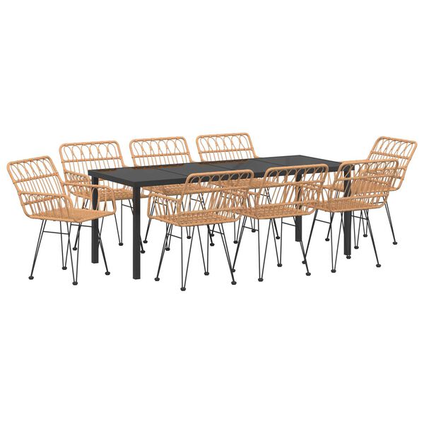 vidaXL Ensemble de salle &agrave; manger pour jardin 9 pcs Marron