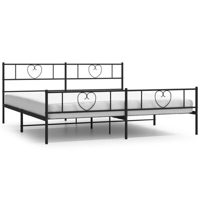 vidaXL Cadre de lit métal sans matelas avec pied de lit noir 193x203cm