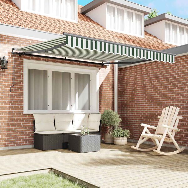 vidaXL Auvent R&eacute;tractable Vert et blanc 350 x 250 cm
