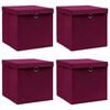 vidaXL Bo&icirc;tes de rangement 4 pcs Rouge fonc&eacute; 32x32x32 cm Tissu