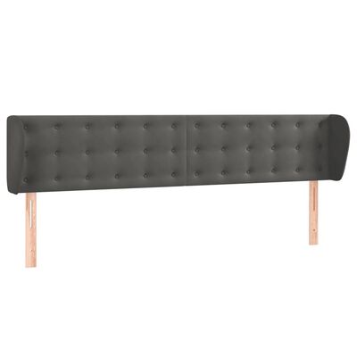 vidaXL Tête de lit avec oreilles Gris foncé 163x23x78/88 cm Velours