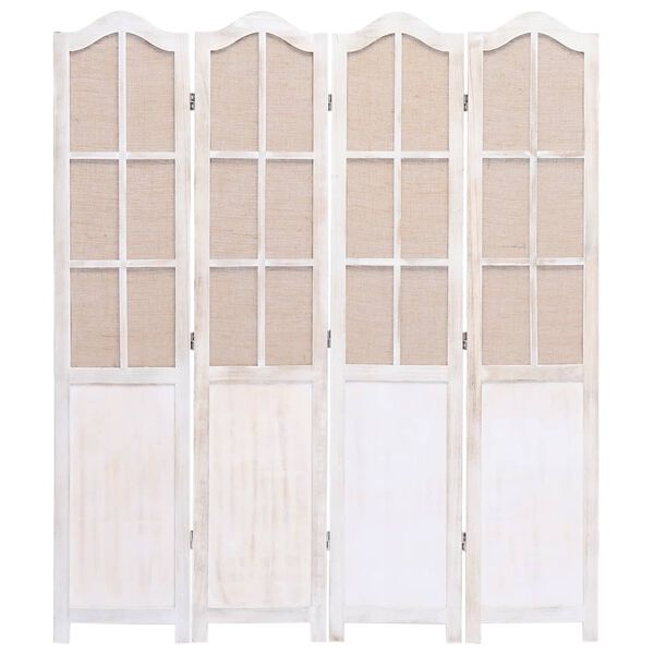 vidaXL Cloison de s&eacute;paration 4 panneaux Blanc 140x165 cm Tissu