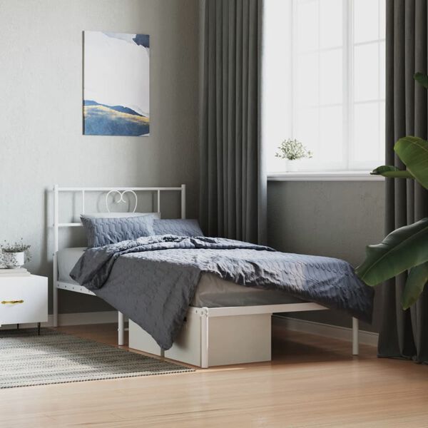 vidaXL Cadre de lit m&eacute;tal sans matelas avec t&ecirc;te de lit blanc 90x200cm