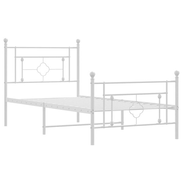 vidaXL Cadre de lit m&eacute;tal sans matelas et pied de lit blanc 100x200 cm