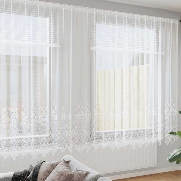 vidaXL Rideau en Dentelle Floral Blanc 240 x 400 cm Polyester