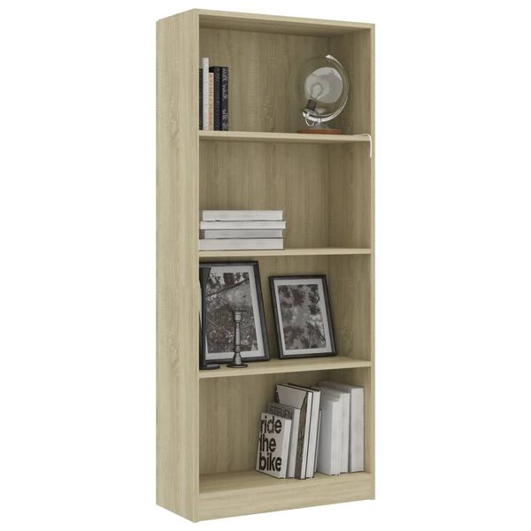 vidaXL Biblioth&egrave;que &agrave; 4 niveaux Ch&ecirc;ne sonoma Bois d&rsquo;ing&eacute;nierie